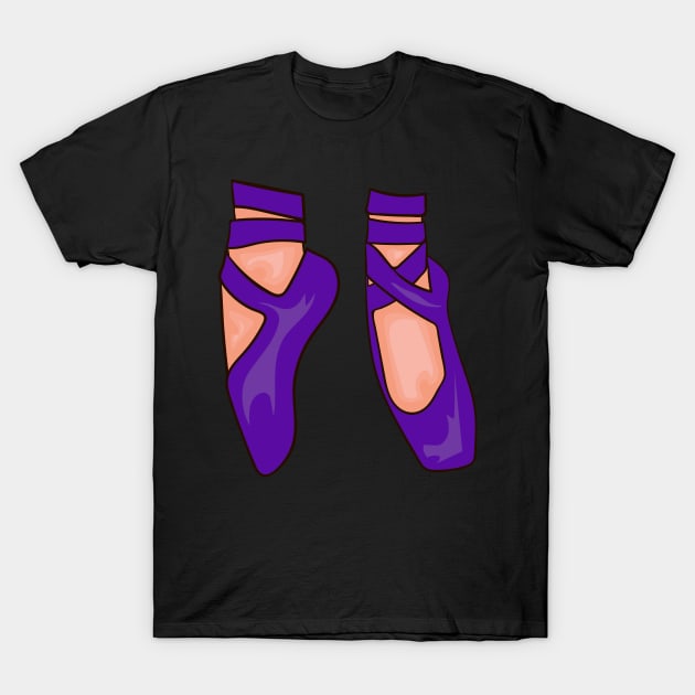 Purple Ballet Shoes T-Shirt by CatsAreAmazing1